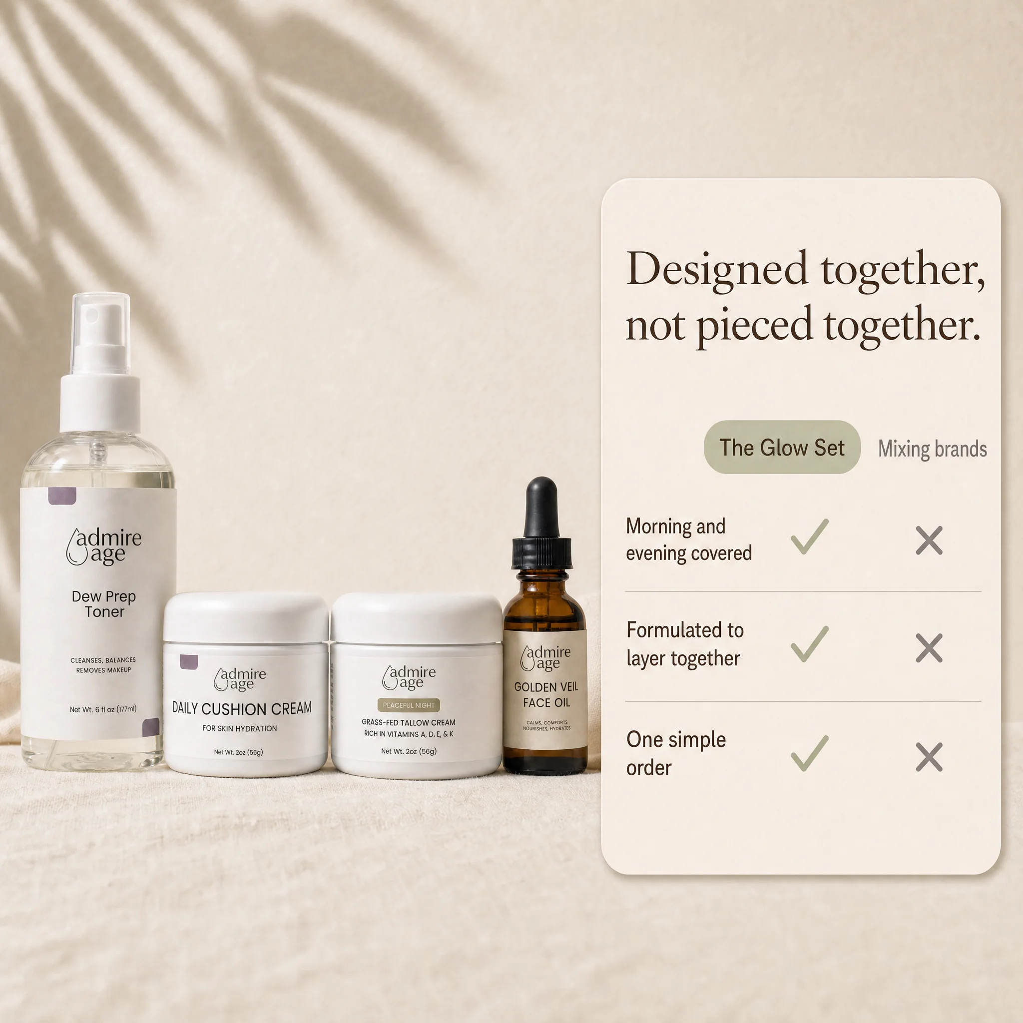 Comparison: a set designed to work together versus piecing a routine together from different brands