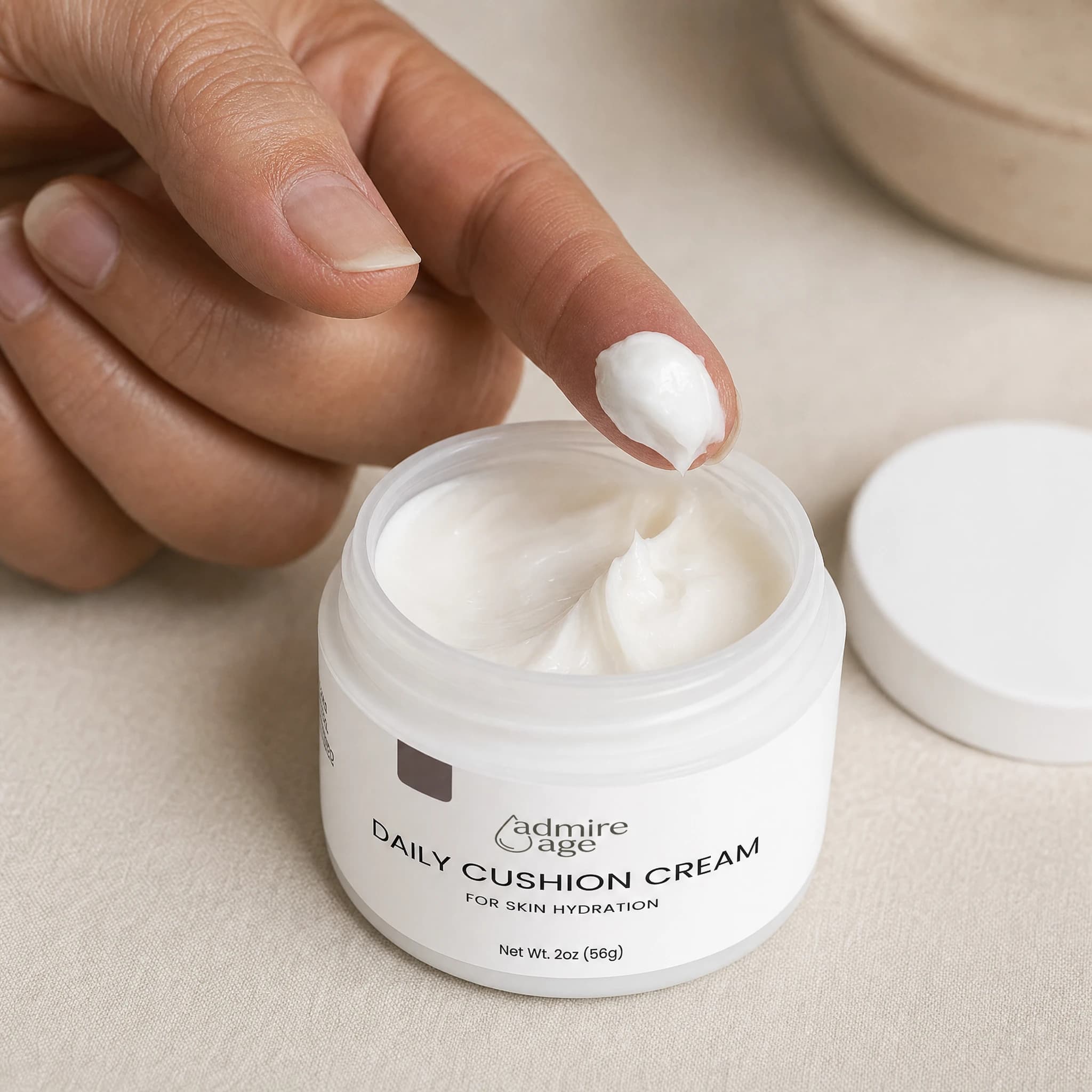 Applying a small amount of Skin Hydration Cream to cheek
