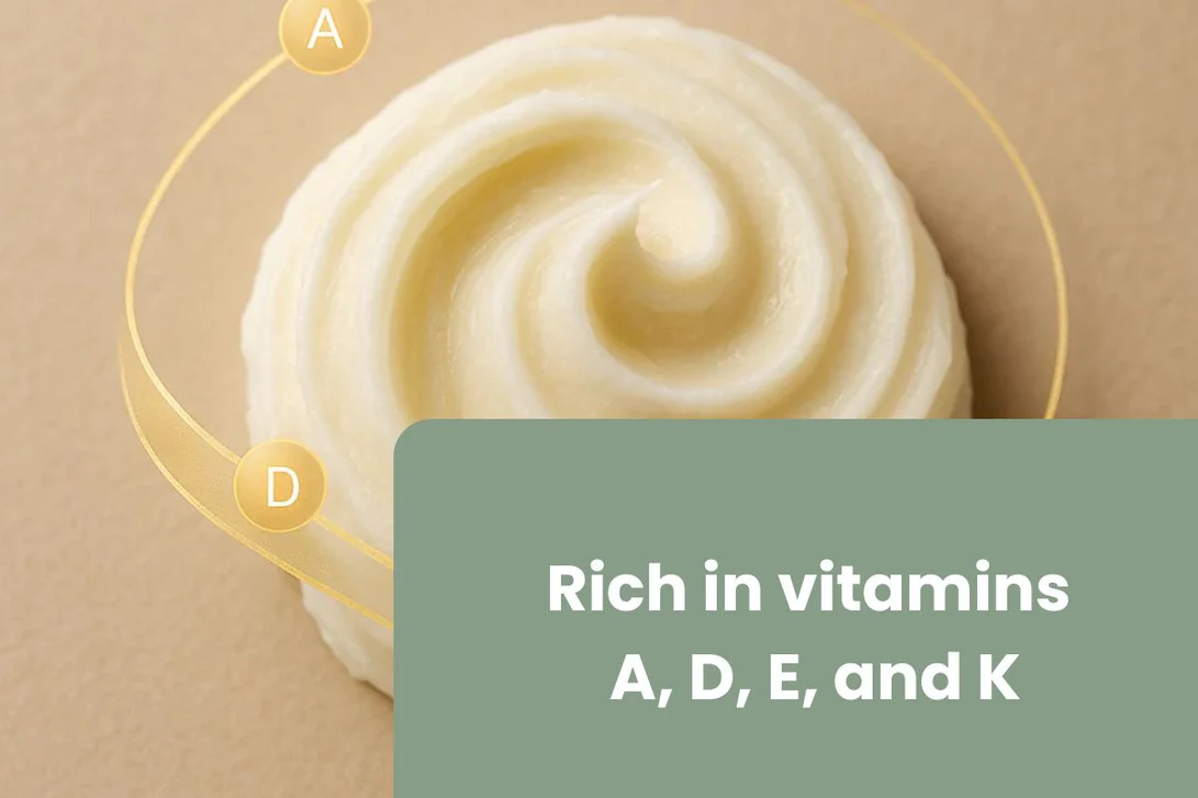 Swirl of cream with vitamin callouts