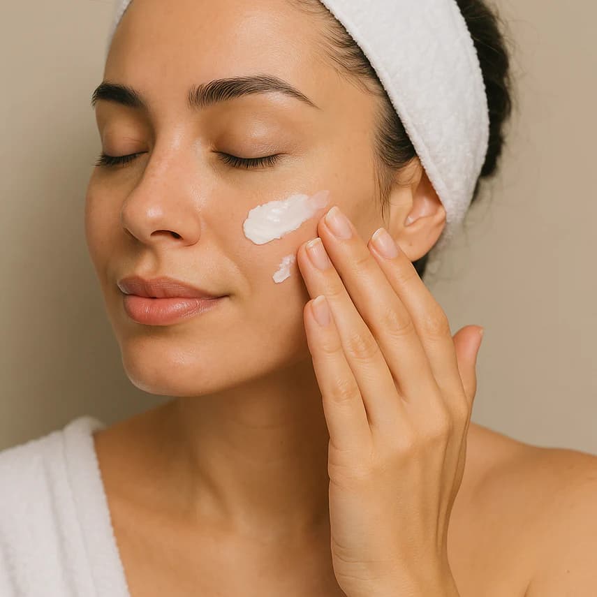 Woman applying Admire Age skincare